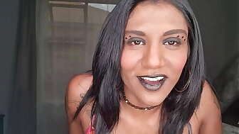 Desi slut wearing black lipstick wants her debouch and tongue around your dick and taste your debouch