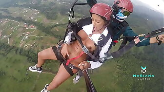 The number one ebony actress from Colombia Mariana Martix goes paragliding masturbating naked