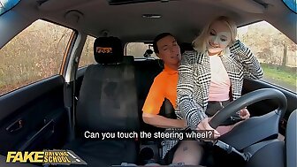 Fake Driving Blonde Marilyn Sugar-coat in Black Stockings Sex in Car