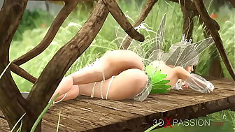 Crazy gnome plays with a hot sexy fairy