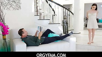 OrgyFam - Stepdaddy Teaching Sex To Hot Stepdaughter  Mia Moore